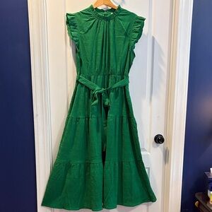 Kelly Green Maxi Dress with Flutter Sleeves